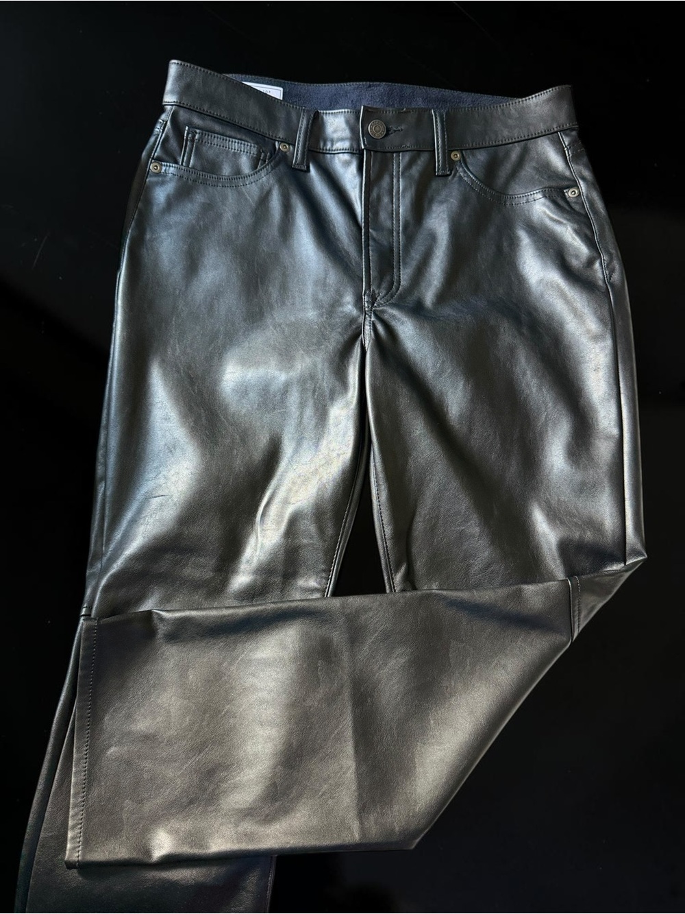 Gap Faux Leather Pants Womens 30 High Rise Y2K Style Straight Leg Black Vintage